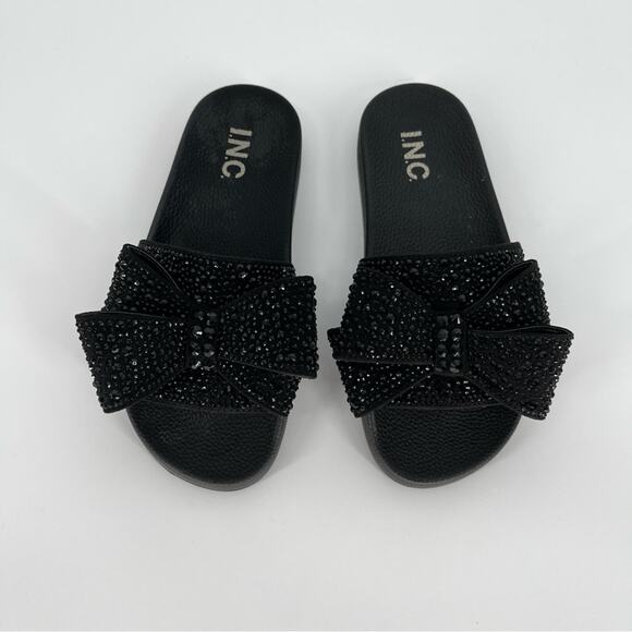 I.N.C. International Concepts Peymin Slide sandals black bow - 5 - Picture 5 of 12